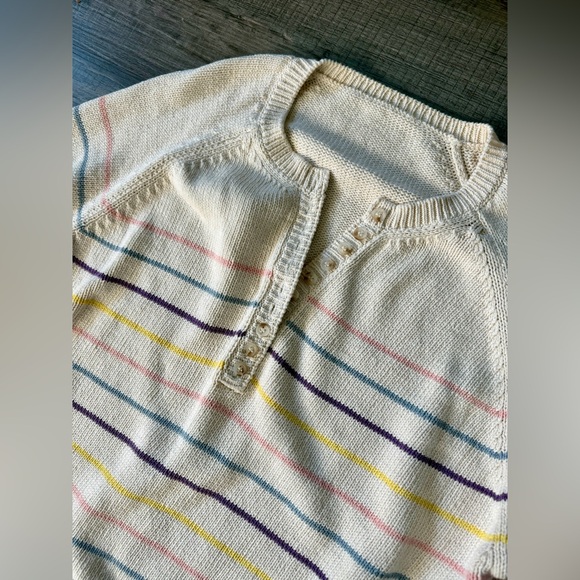 Sezane Leontine Jumper Striped Pastel Cream Button Up Medium Cotton - Picture 6 of 8